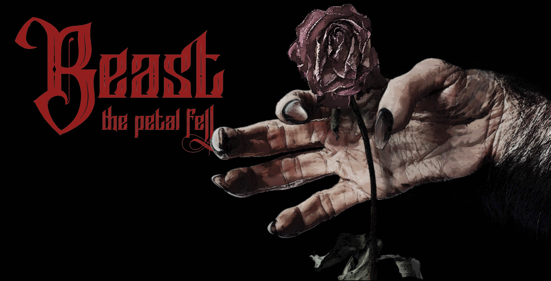 Beast hand holding rose